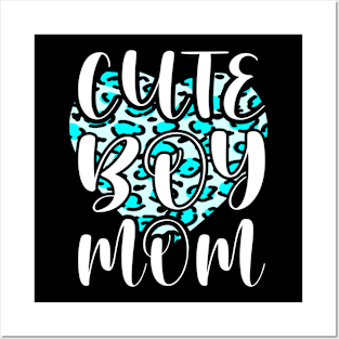 Cute Boy Mom Leopard Heart Mother's Day Boy Mama Mom Posters and Art